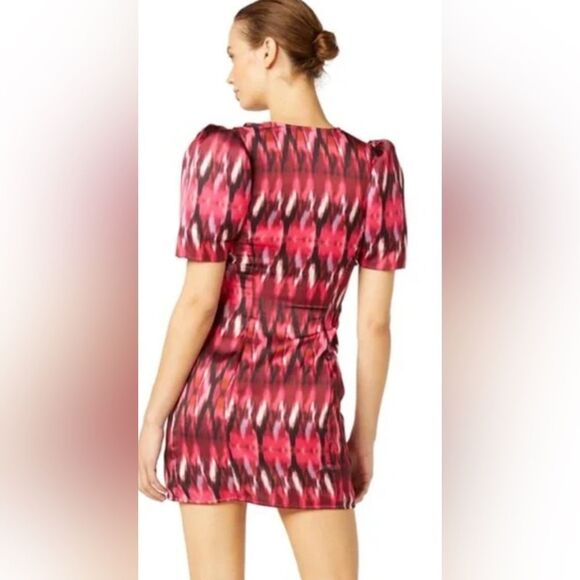 MISA LOS ANGELES Designer Spring Summer Amina Wrap Dress Fuchsia Satin SZ L - Picture 4 of 6